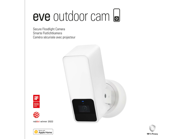 Eve Outdoor Cam (White Edition) - Secure floodlight camera with Apple HomeKit Secure Video technology