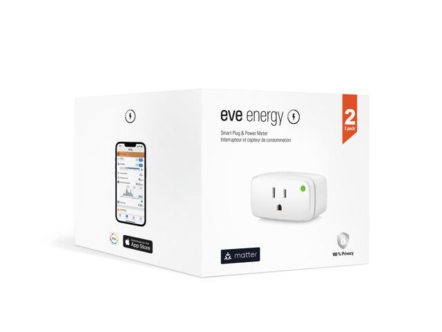 Eve Energy (Matter) 2 Pack - Smart plug, app and voice control, no bridge, Thread, 100% privacy