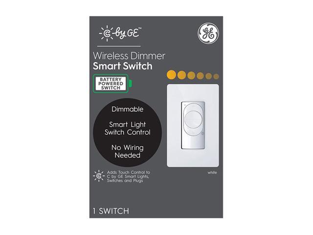 C by GE Wire-Free Dimmer Smart Switch, 1 Pack White - Bluetooth, Battery Powered, Removeable, Wall Mount, Single-Pole/3-Way Replacement