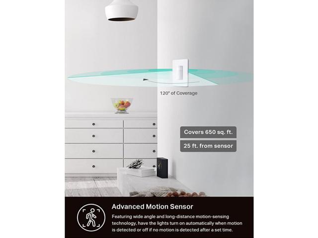Kasa Smart Motion Sensor Switch, Dimmer Light Switch, Single Pole, Needs Neutral Wire, 2.4GHz Wi-Fi, Compatible with Alexa & Google Assistant, UL...