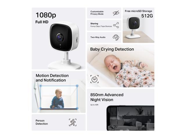 TP-Link Tapo Smart Home Security WiFi Camera, Records in 1080p (Full HD) Up to 40 ft Night Vision Up to 512 GB microSD Card Slot C100(4-Pack)