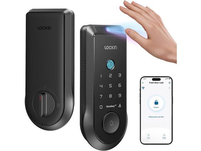 Lockin Veno Smart Lock - Palm Vein & Fingerprint Keyless Entry Door Lock - 6 Unlock Methods - Built-in WiFi - Smart Home Compatible - No Monthly...