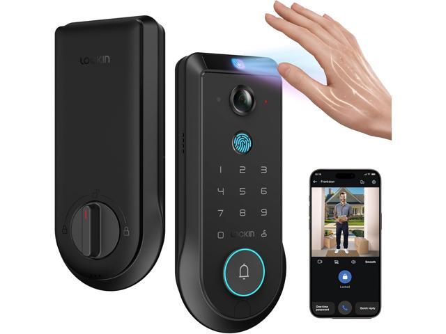 Lockin Veno Pro Palm Vein Video Smart Lock with 2K 180° Camera, Fingerprint Recognition, AI Motion Detection, IP65 Weatherproof, Remote App...
