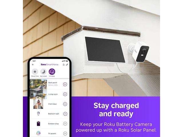 Roku - Solar Panel USB-C 2025 for Battery Camera & Battery Plus Only – DIY Install, IP65 Weather Resistant, 360° Swivel Mount - White - image 4