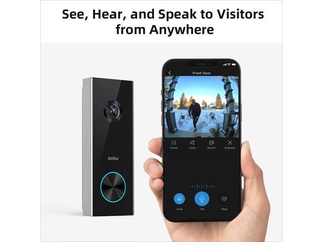 Aosu Wireless Doorbell Pro (V8P), 3MP, 2K Resolution, Battery Powered Video Doorbell with Chime, 2.4 GHz WiFi, 180-Day Battery Life, AI Detection,...