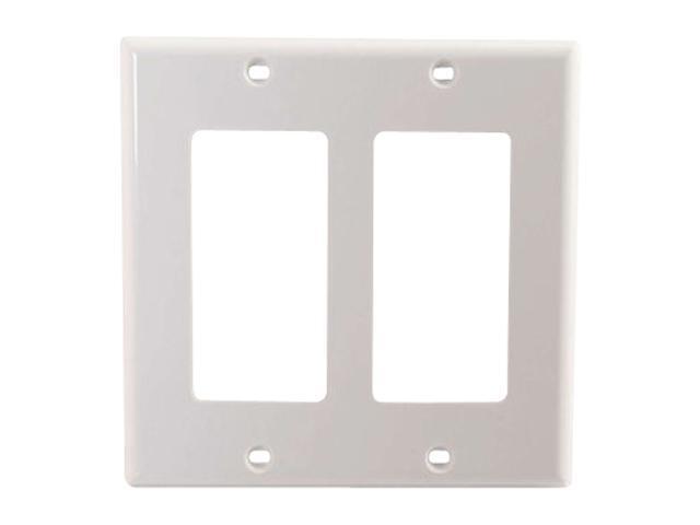 C2G 03728 Decorative Two Cutout Double Gang Wall Plate, White