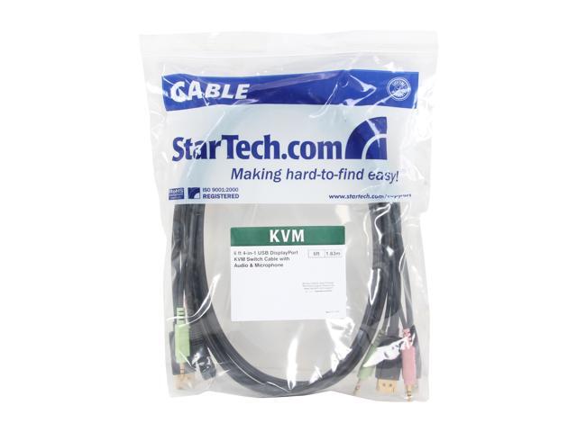 StarTech. com DP4N1USB6 6ft 4-in-1 USB DisplayPort KVM Switch Cable w/ Audio & Microphone