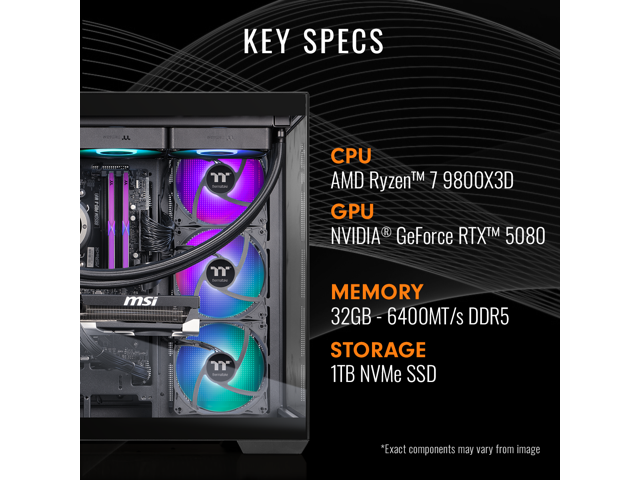 Thermaltake Gaming Desktop PC V38B-B850-580-LCS AMD Ryzen 7 9800X3D 32GB DDR5 1TB SSD GeForce RTX 5080 Windows 11 Home