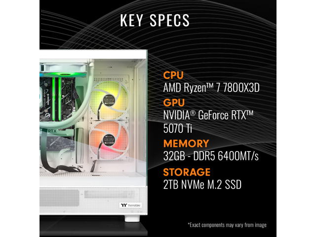 Thermaltake LCGS View 7870TS-270Gaming Desktop (AMD Ryzen 7 7800X3D, ToughRam 32GB DDR5 6400MT/s RGB Memory, NVIDIA GeForce RTX 5070 Ti, 2TB NVMe...