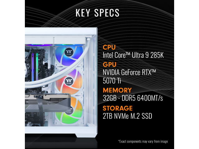 Thermaltake LCGS View u2870TS-380 Gaming Desktop (Intel Core Ultra 9 285K, ToughRam 32GB DDR5 6400MT/s RGB Memory, NVIDIA GeForce RTX 5070 Ti, 2TB...