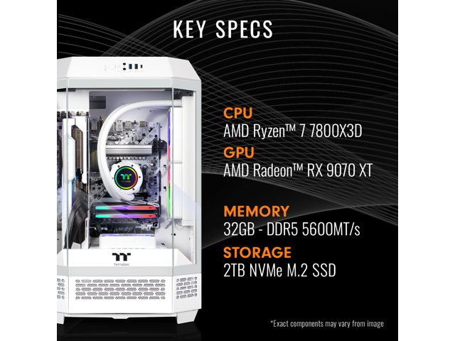 Thermaltake Gaming Desktop PC T3WT-B650-97X-LCS AMD Ryzen 7 7800X3D 32GB DDR5 2TB SSD AMD Radeon RX 9070 XT Windows 11 Home