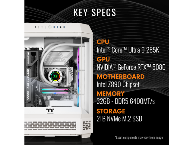 Thermaltake Reactor u2880S Gaming Desktop (Intel Core Ultra 9 285K, ToughRam 32GB DDR5 6400MT/s RGB Memory, NVIDIA GeForce RTX 5080, 2TB NVMe M.2,...
