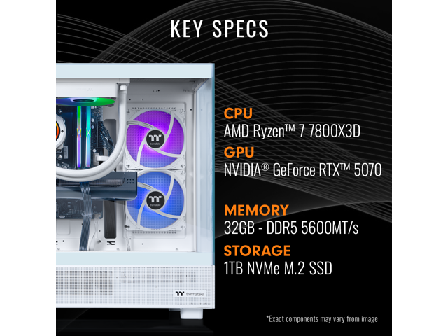 Thermaltake LCGS View 7870S-270 Gaming Desktop (AMD Ryzen 7 7800X3D, ToughRam 32GB DDR5 5600MT/s RGB Memory, NVIDIA GeForce RTX 5070, 1TB NVMe M.2,...