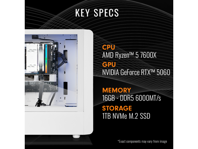 Thermaltake Gaming Desktop PC S2QT-B65K-560-LCS AMD Ryzen 5 7600X 16GB DDR5 1TB NVMe SSD GeForce RTX 5060 Windows 11 Home