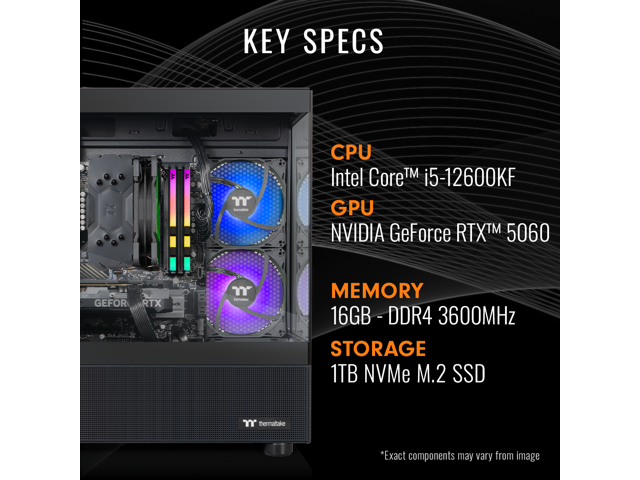 Thermaltake Gaming Desktop PC V17B-B76R-560-LCS Intel Core i5-12600KF 16GB DDR4 1TB NVMe SSD GeForce RTX 5060 Windows 11 Home