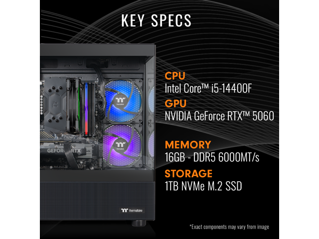 Thermaltake Gaming Desktop PC V17B-B760-560-LCS Intel Core i5-14400F 16GB DDR5 1TB NVMe SSD GeForce RTX 5060 Windows 11 Home