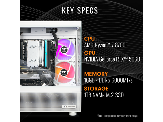 Thermaltake Gaming Desktop PC V17S-B650-560-LCS AMD Ryzen 7 8700F 16GB DDR5 1TB NVMe SSD GeForce RTX 5060 Windows 11 Home