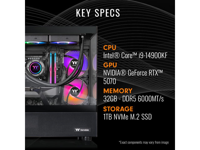 Thermaltake LCGS View i570-170 Gaming Desktop (Intel Core i9-14900KF, ToughRam 32GB DDR5 6000MT/s RGB Memory, NVIDIA GeForce RTX 5070, 1TB NVMe...
