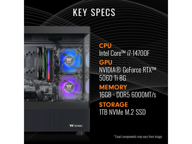 Thermaltake LCGS View i560T-170 Gaming Desktop (Intel Core i7-14700F, ToughRam 16GB DDR5 6000MT/s RGB Memory, NVIDIA GeForce RTX 5060 Ti 8G, 1TB...