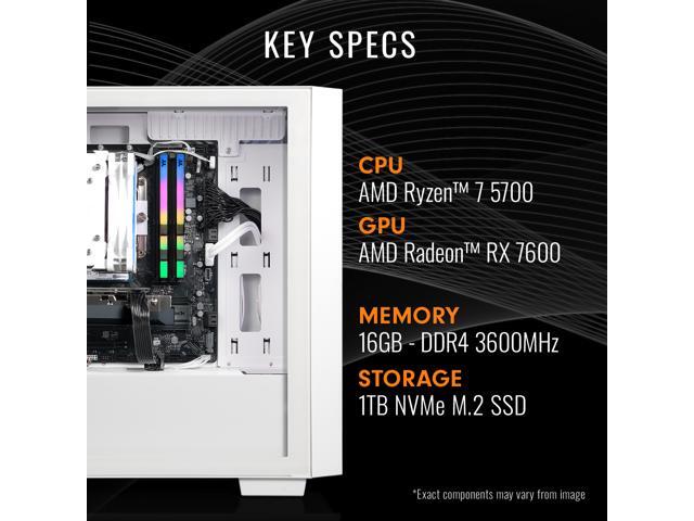 Thermaltake Gaming Desktop PC NE R76-H16 AMD Ryzen 7 5700 16GB DDR4 1TB SSD AMD Radeon RX 7600 Windows 11 Home