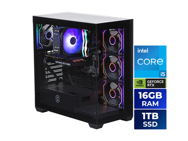 Stoneforged Lance Gaming PC, Intel Core i5-14400F, NVIDIA GeForce RTX 5060, 16GB DDR5, 1TB NVMe SSD, Windows 11 Home