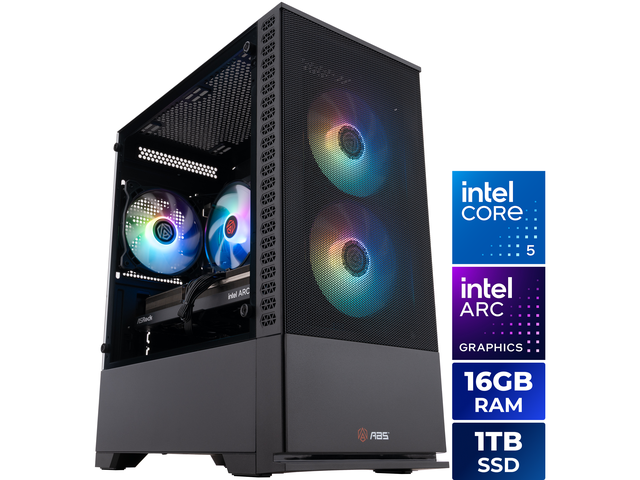 ABS Cyclone Aqua Prebuilt Gaming PC - Windows 11 - Intel Core 5 120 - Arc A580 8GB - 16GB DDR4 - 1TB NVMe SSD