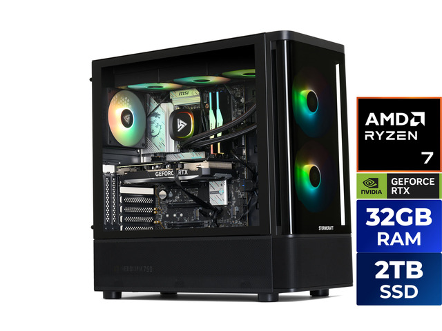 STORMCRAFT Gaming PC SKYHAWK PRO AMD Ryzen 7 7800X3D NVIDIA GeForce RTX 5070 - AI Powered 32GB DDR5 6000MHz RGB 2TB NVMe SSD 360mm AIO 850W PSU...