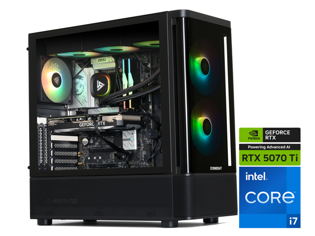 STORMCRAFT Gaming PC SKYHAWK PRO Intel Core i7-14700F NVIDIA GeForce RTX 5070 Ti - AI Powered 32GB DDR5 6000MHz RGB 2TB NVMe SSD 360mm AIO 850W PSU...