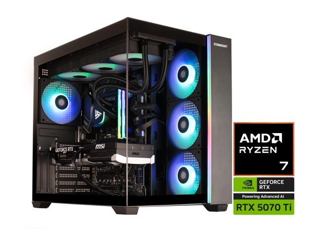 STORMCRAFT Gaming PC FALCON AMD Ryzen 7 7800X3D NVIDIA GeForce RTX 5070TI DDR5 1TB SSD 32GB DDR5 6000MHz RGB 360mm AIO 850W PSU Windows 11 Home -...
