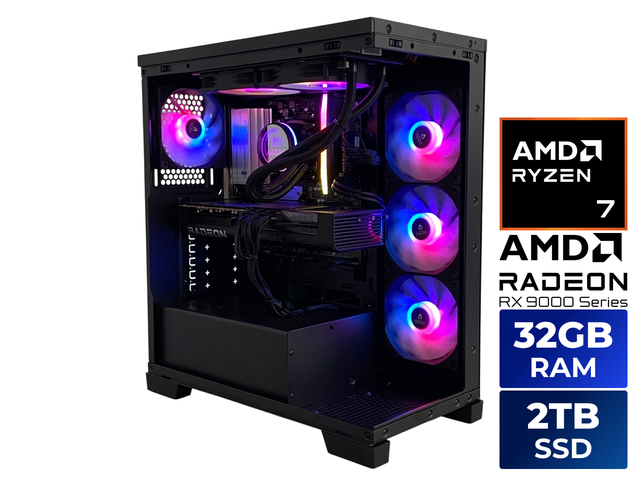 AZZA Carmel Gaming Desktop PC, AMD Ryzen 7 7800X3D, AMD Radeon RX 9070 XT, 32GB DDR5, 2TB M.2 SSD, Windows 11 Home