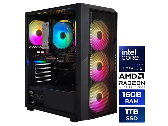 AZZA Gaming PC TABOR LITE, Intel Core Ultra 5-225F, AMD RX9060XT 8GB, 16GBx1 DDR5, 1TB M.2 SSD, Windows 11 Home