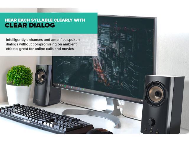Creative T60 2.0 Compact Hi-Fi Desktop Speakers with Clear Dialog and Surround by Sound Blaster, USB-C Audio, Mic and Headset Ports, Bluetooth 5.0,...