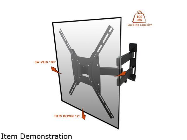 Megamounts GML643 Full Motion, Tilt and Swivel Single Stud Wall Mount for 26-55 Inch LCD, LED, and Plasma Screens