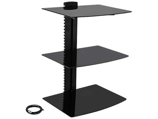 Megamounts DVD-313-HDMI-BNDLPC17 3 Shelf Tempered Glass Multimedia Mount with HDMI Cable