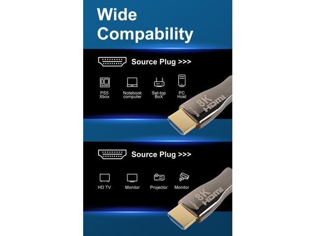Nippon Labs 100FT Hybrid Active Optical Fiber HDMI Cable; 8K@60Hz 4K@120Hz Dynamic HDR 10, eARC, HDCP2.2, 4:4:4 48Gbps CL3 Rated, 8K High Speed...