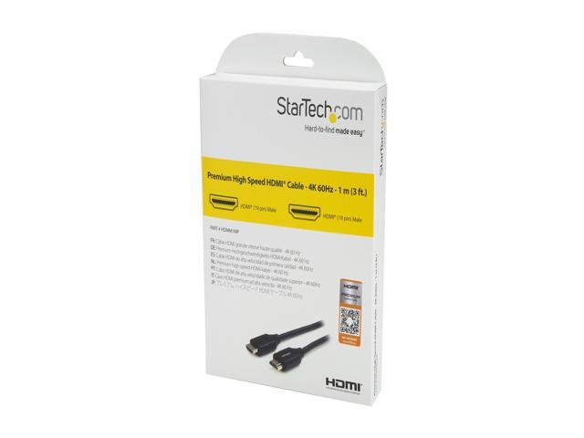 StarTech HDMM1MP 1m 3 ft Premium High Speed HDMI Cable with Ethernet - 4K 60Hz - Premium Certified HDMI Cable - HDMI 2.0 - 30AWG