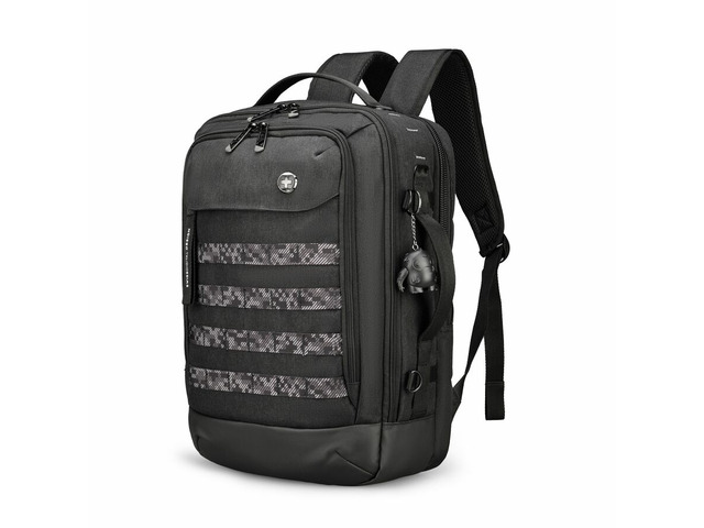 Swissdigital BERG Black L Backpack - Durable - TSA-Friendly Bag with Patented USB Charging Port - RFID Protection Pocket, -Trolley Sleeve for Easy...
