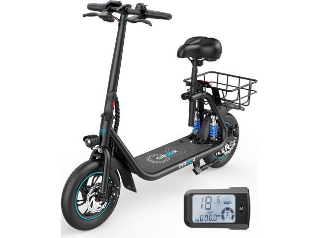 Gyroor C1 PRO 450W Electric Scooter with Dual Shock Absorbers - Up to 25 Miles 18.6MPH -12' Commuter Electric Scooter with Basket - Black