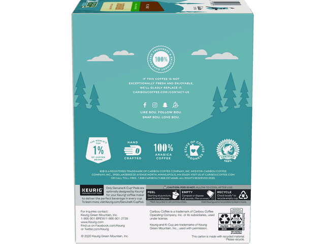 Caribou Coffee Caribou Blend Decaf Coffee K-Cups, Keurig Single-Serve K-Cup Pods, Medium Roast Coffee, 24 Count/Box