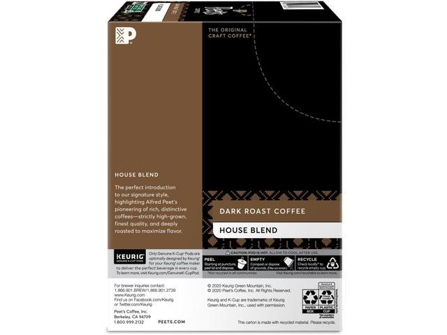 Peet's Coffee K-Cup House Blend Coffee, Keurig Single-Serve K-Cup Pods, Dark Roast Coffee, 22 Count/Box