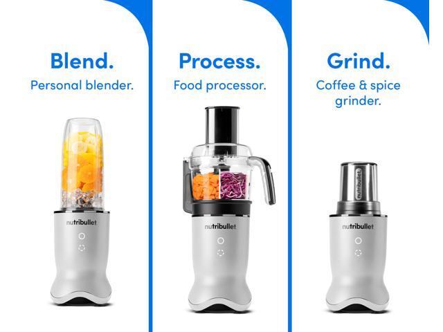 Nutribullet Ultra Plus Kitchen System, 32 oz. and 24 oz. Blending Cups, 2-Cup Food Processor, Single Speed, Pearl White Blender