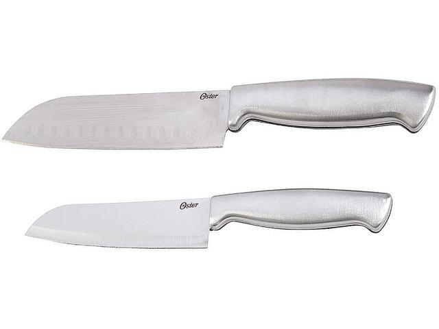 Photos - Kitchen Knife Oster 91602.02 Baldwyn 2 Piece Stainles Steel Santoku Knife Set 