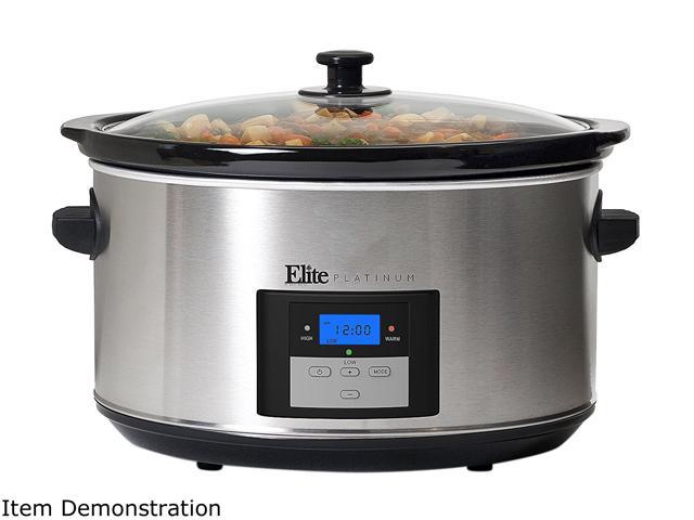 Elite Platinum MST-900D Maxi-Matic 8.5-Quart Digital Programmable Slow Cooker, Oval Stainless Steel with 3 Temperature Settings and Timer photo