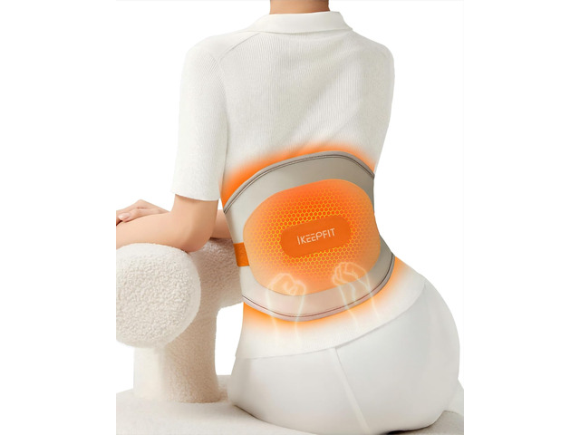 IKEEPFIT Portable Heating Pad for Back, Cordless Wearable Heat Belt with Massager for Lower Back Pain Relief, Battery Powered 8000 mAh...