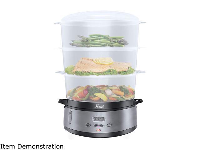 Rosewill 3 Tier Digital Food Steamer with BPA-Free Stackable Baskets, 90-Minute Timer with Quick Heating Function, 9.5-Qt, 800W - RHST-20001