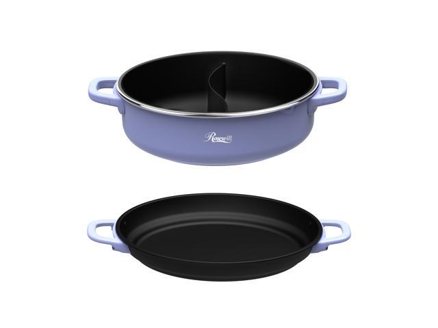 Rosewill 12.7 QT Electric Hot Pot Accessory Kit, Includes Dual-Sided Hot Pot and Shallow Fry Pan, with easy-to-carry Handle and Non-stick Coating - Iris