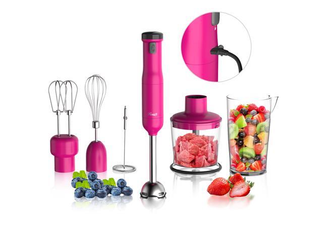 Rosewill 6-in-1 Multi-Speed Cordless Rechargeable Immersion Hand Blender,  Heavy Duty Motor - Stick Blender, Beaker, Whisk, Chopper, Dual Beater, Milk Frother - For Smoothies, Baby Food, Soup - Rose