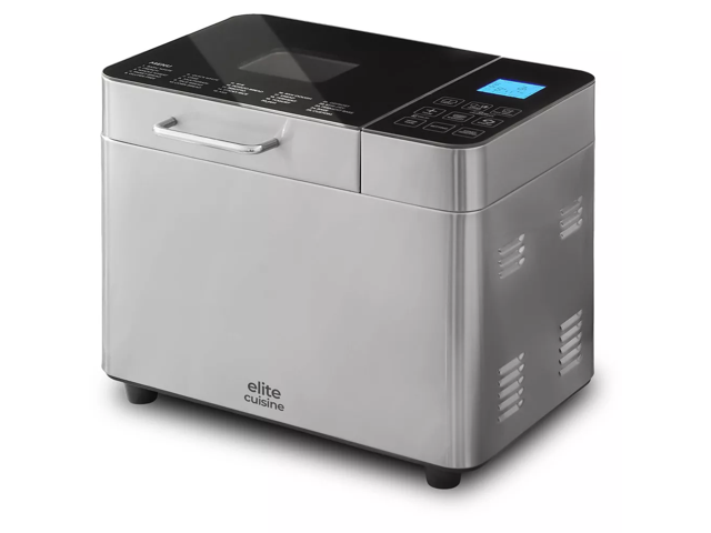 Elite Cuisine EBM8225 Stainless Steel Bread Machine Maker with Eco Ceramic Pan