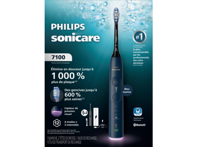 Philips Sonicare 7100 Series Electric Toothbrush - Next-Generation Sonicare Technology, Pressure Sensor, 12 Brushing Settings, SmarTimer, 21-day.