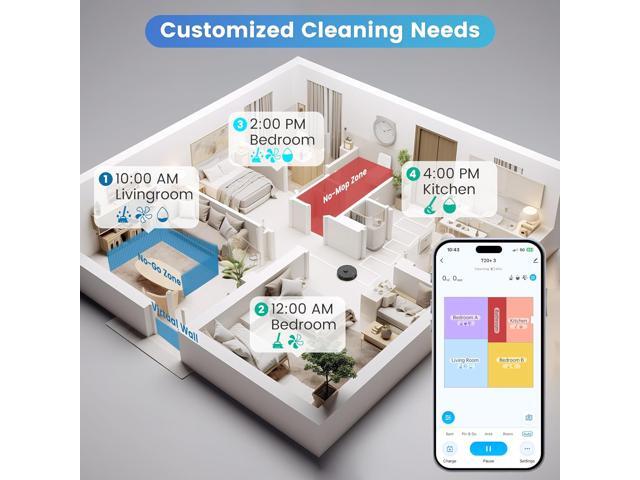 AIRROBO T20+ Robot Vacuum and Mop (2600Pa Suction) 60-Day Self-Cleaning, LiDAR Navigation and Mapping, Voice/App Control, 150min Runtime